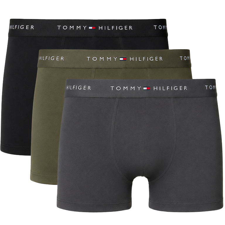 Tommy Hilfiger boxershorts microfiber 3-pack groen/zwart/grijs